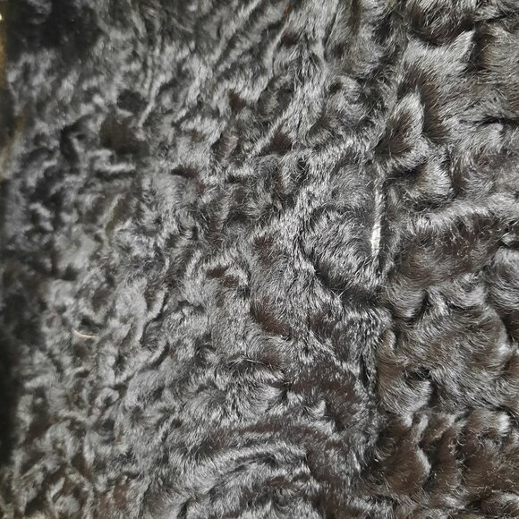 Vintage Black Persian Lamb Fur Coat 1940s 1950s Womens Size XS Mid Calf - Picture 12 of 14